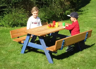 Produktbild von Kinderpicknick-Sitzgruppe mit Rückenlehne, Sitzhöhe 28cm
