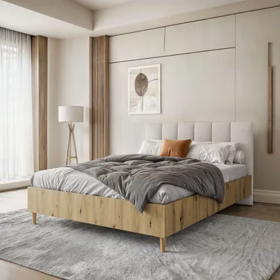 Produktbild von Polsterbett LECTUS 160x200cm - Designerbett mit Bettkasten & Lattenrost - Artisan & Hellbeige (Jasmine 21)