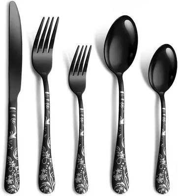 Produktbild von Ibenzoa® 20-teiliges Besteckset aus Edelstahl für 4 Personen – Messer, Gabel, Löffel & Kuchengabel, spiegelpoliert, spülmaschinenfest, ergonomische Griffe