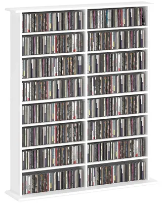 Obrázok produktu pre Regál na CD/DVD – Medianturm – 16 priečinkov – 12 nastaviteľných políc – Drevo – Pre 720 CD / 396 DVD a Blu-ray diskov – Biela farba