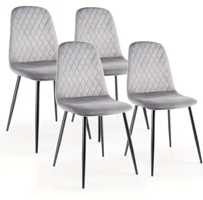 Produktbild von Esszimmerstuhl - Küchenstuhl - Schalenstuhl - Stuhl - Speisestuhl - Set mit 4 Stück - Grau bezogen