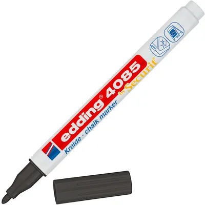 Produktbild von edding Kreidemarker 4085, schwarz, Rundspitze 1-2 mm, abwischbar, für Fenster, Glas, Spiegel, deckende Farben