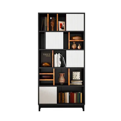 Produktbild von Bücherregal mit 5 Fachböden Bücherschrank Lagerregal Aufbewahrungsregal Bücherregale Höhe 165 cm Breite 80 cm Schwarz