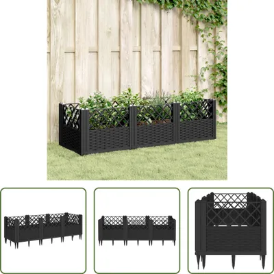 Produktbild von The Living Store Pflanzkasten mit Erdspießen Schwarz 123,5x43,5x43,5 cm PP