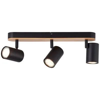 Productafbeelding van Plafondlamp Niels 3-lichts zwart met hout