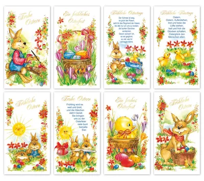 Produktbild von Glückwunschkarten Ostern 100 Stück 8 Motive