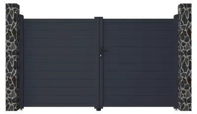 Produktbild von Elektrisches Aluminium-Flügeltor L 305 x H 181 cm anthrazit NAZARIO