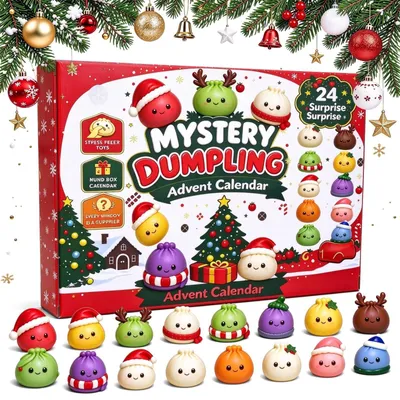 Obrázok produktu pre Squishy Vianoce Adventný Kalendár 2026 Dumpling Squishy Vianočný Kalendár 24 Dní Fidget Christmas Odpočítavací Kalendár Darček Vianočné Oslavy