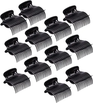 Produktbild von Hot Roller Clips Set 12 Stück, Kunststoff Haarwickler, Hitzebeständig, für Wickler, Schwarz