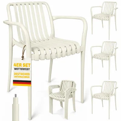 Produktbild von Outsunny Gartenstühle 4er Set Stapelbare Terrassenstühle mit Lamelldesign