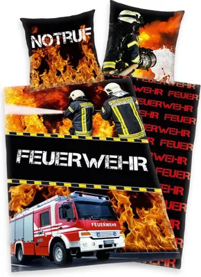 Produktbild von HERDING Young Collection Bettwäsche-Set 'Feuerwehr' - 70-x-90-cm-140-x-200-cm-at, Deckenbezug im Lieferumfang enthalten, Kissenbezug enthalten