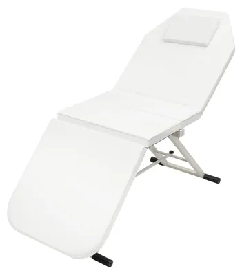 Produktbild von Professionelle Massageliege - 3-teiliges Massagebett - Höhenverstellbar - Klappbar & tragbar - Mit Kopfstütze - Für Salon, Tattoo & Zuhause - Weiß