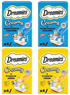 Zdjęcie produktu dla Dreamies Creamy 16x10g Kremowy Przysmak Dla Kotów Mix Smaków Łosoś I Ser