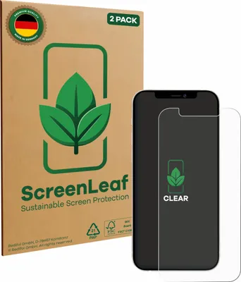 Produktbild von 2x ScreenLeaf Schutzfolie für Apple iPhone 12 Pro nachhaltiger Displayschutz Display Schutz Folie Klar Transparent