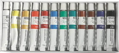 Produktbild von 36 (3x 12) Tuben Aquarellfarbe 12 verschiedene Farben je 12ml