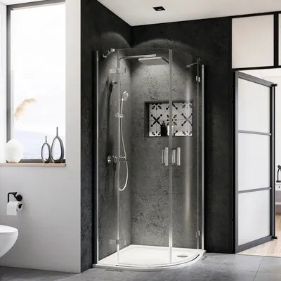 Produktbild von Runddusche Drehtür Breuer Panorama R550 80x90 cm Klarglas Profilfarbe chrom