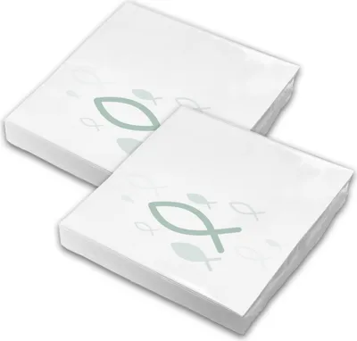Produktbild von itenga Servietten Fisch WEISS Eukalyptus 30 x 30 cm 3-lagig 40 Stück