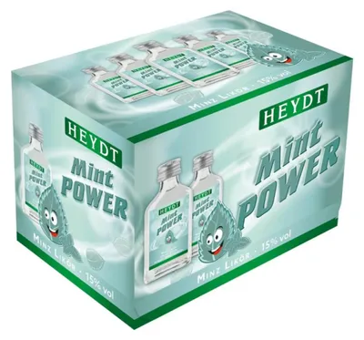 Immagine prodotto di Heydt Mint Power Shots Liquore alla menta con vodka frizzante 20ml confezione da 12 pezzi