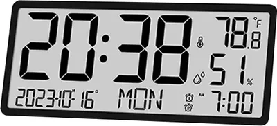 Produktbild von Wanduhr LCD Wanduhr,Multifunktionale Großbild Uhr mit Temperatur,Kalender, Schwarz