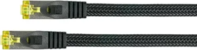 Zdjęcie produktu dla Kabel krosowy Cat 7 RJ45, SFTP, w oplocie nylonowym, 1,5 m, czarny