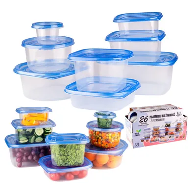 Produktbild von SuperButelki.pl – Multibox-Behälter-Set, 26-teilig, 120 ml, 280 ml, 700 ml, 750 ml, 950 ml, 1450 ml, 1,9 l, Organizer mit Deckel, für Lebensmittel