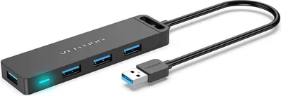 Obrázok produktu pre Vention CHLBD, USB 3.2 Gen 1 (3.1 Gen 1) Type-A, USB 3.2 Gen 1 (3.1 Gen 1) Type-A, 5000 Mbit/s, Čierna, Akrylonitrilbutadienstyren (ABS), Polyvinylchlorid (PVC), Polyvinylchlorid (PVC)