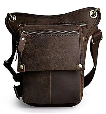 Produktbild von Hüfttasche Leder Taille Pack Gürtel Bauchtasche Braun Outdoor Sport Taktisch 22x14x3,5 cm