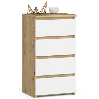 Image de Commode CL4 40 cm Chêne Artisan Blanc Élégante et Durable avec 4 Tiroirs