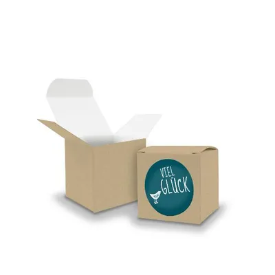 Produktbild von SET Viel Glück (Motiv13) 24x Faltschachtel Würfel 5cm BRAUN + Sticker
