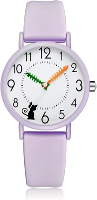 Produktbild von Elegante Damenuhr mit Katzenmotiv, Fischgrätenzeigern Silikonarmband Quarzwerk perfekte Geschenkidee für Frauen tägliche Wasserbeständigkeit
