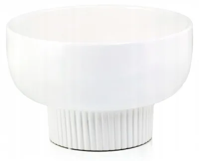 Immagine prodotto di Vaso da fiori in Vetroceramica con piedistallo, bianco, 25 cm; vaso decorativo smaltato per piante e composizioni floreali