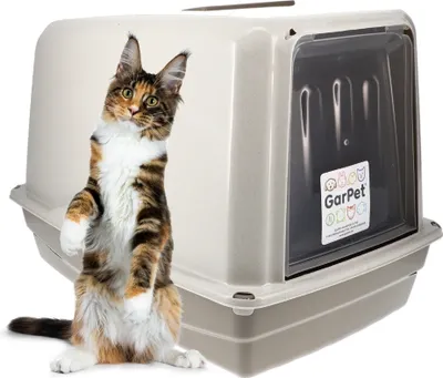 Produktbild von Katzenklo mit Deckel Katzentoilette XXL  große Katzenklo Haubentoilette grau inkl. Aktivkohlefilter Katzen Klo geschlossen