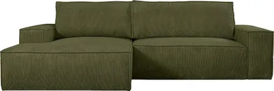 Produktbild von Linke Ecke Schlafsofa aus Cord in Olivgrün - AMELIA