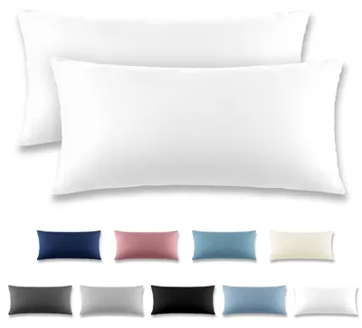 Produktbild von Kissenbezug 40 x 80 cm, 2er-Set, mit Reißverschluss – Kissenbezug aus gebürsteter Mikrofaser, waschbar bis 40 °C, weiß