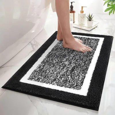 Productafbeelding van Antislip badmat, 60 x 90 cm, zwart, waterabsorberend, microvezel