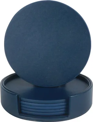 Produktbild von Lederuntersetzer zum Schutz vor Flecken auf Tisch und Schreibtisch, strapazierfähig und rutschfest, passend für gängige Modelle, marineblau