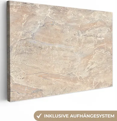 Produktbild von OneMillionCanvasses® - Leinwandbilder - 140x90 cm, Marmor - Kalk - Sand - Textur, Wandbilder Kunstdruck Wanddekoration - Foto auf Leinwand - Gemälde auf Holzrahmen