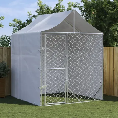 Produktbild von The Living Store Outdoor-Hundezwinger mit Dach Silber 2x2x2,5 m Verzinkter Stahl