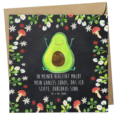 Produktbild von Mr. & Mrs. Panda doppelkarte Avocado Glücklich - Kreidetafel - Geschenk, Glückwunschkarte, Freude, anlasskarte, faltkarte, Chaos, Grußkarte, Klappkarte