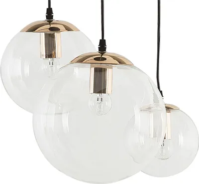Obrázek produktu pro BELIANI Závěsná lampa transparentní / zlatý 3-plamen z čirého skla / plastu / PVC ve tvaru koule moderního designu
