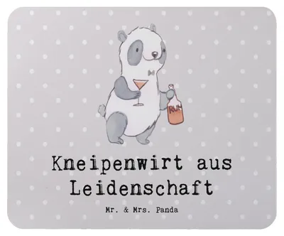 Produktbild von Mr. & Mrs. Panda Mousepad Kneipenwirt Leidenschaft - Grau Pastell - Geschenk, mauspad laptop, Mouse Pad, Spruch, Kneipe, Bar, pc, computer, Gaststätte