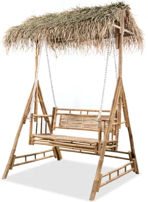 Produktbild von Hollywoodschaukel 2-Sitzer mit Palmblättern Bambus 202 cm