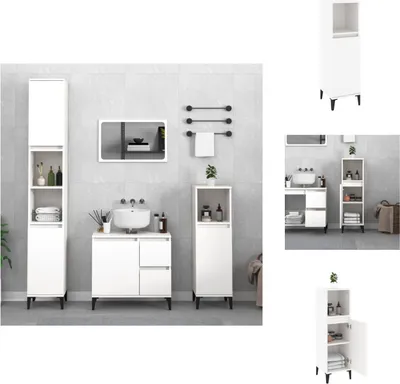 Obrázek produktu pro vidaXL Koupelnová skříňka bílá 30x30x100 cm materiál na bázi dřeva - Koupelnový nábytek sety