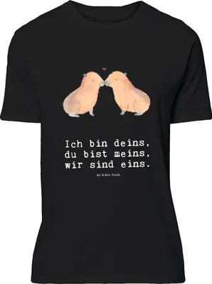 Produktbild von Mr. & Mrs. Panda Größe L T-Shirt Capybara Liebe - Schwarz - Geschenk, Liebesspruch, Shirt, mit Spruch, Tshirt, Herzlich, Valentinstag, Lustige Sprüche, Paar