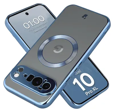 Produktbild von Handyhülle mit Magnetring für Google Pixel 10 Pro XL, Bizon Case EduardO, Transparent-Blau