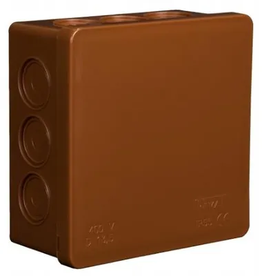 Zdjęcie produktu dla Puszka natynkowa, z wtyczką, 86X86X40, brązowa, Ip55, 00352