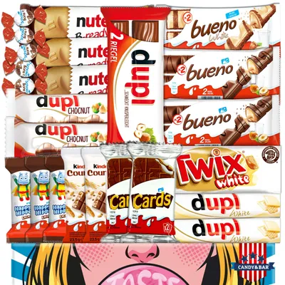 Produktbild von Schokolade Mix Box | Geschenkbox mit Kinderschokolade & bekannten Marken | Schokoriegel & Süßigkeiten Mix | Für Kinder Familie | Geschenkidee | Candy & Bar®