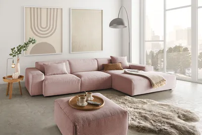 Produktbild von KAWOLA Sofa RANI Ecksofa Cord rosa Recamiere rechts