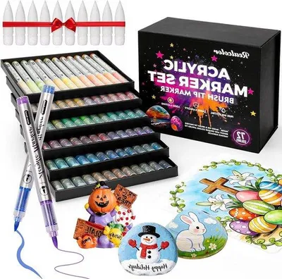 Productafbeelding van Acrylverf Markers - Verfstiften Set - Creatief Schilderen - Zachte Penseelpunt - 72 Kleuren - Multicolor