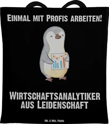 Produktbild von Mr. & Mrs. Panda Einkaufstüte Wirtschaftsanalytiker Leidenschaft - Schwarz - Geschenk, Tasche, Tote Bag, umhängetasche baumwolle, Schultasche, Shopping, Jutebeutel